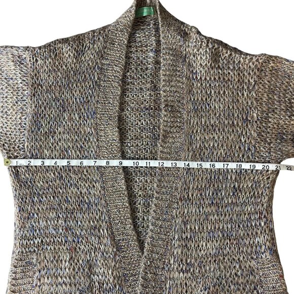 Wool Blend Chunky Knit Open Cardigan Sweater Brown Long Womens M soft cozy - Picture 9 of 10